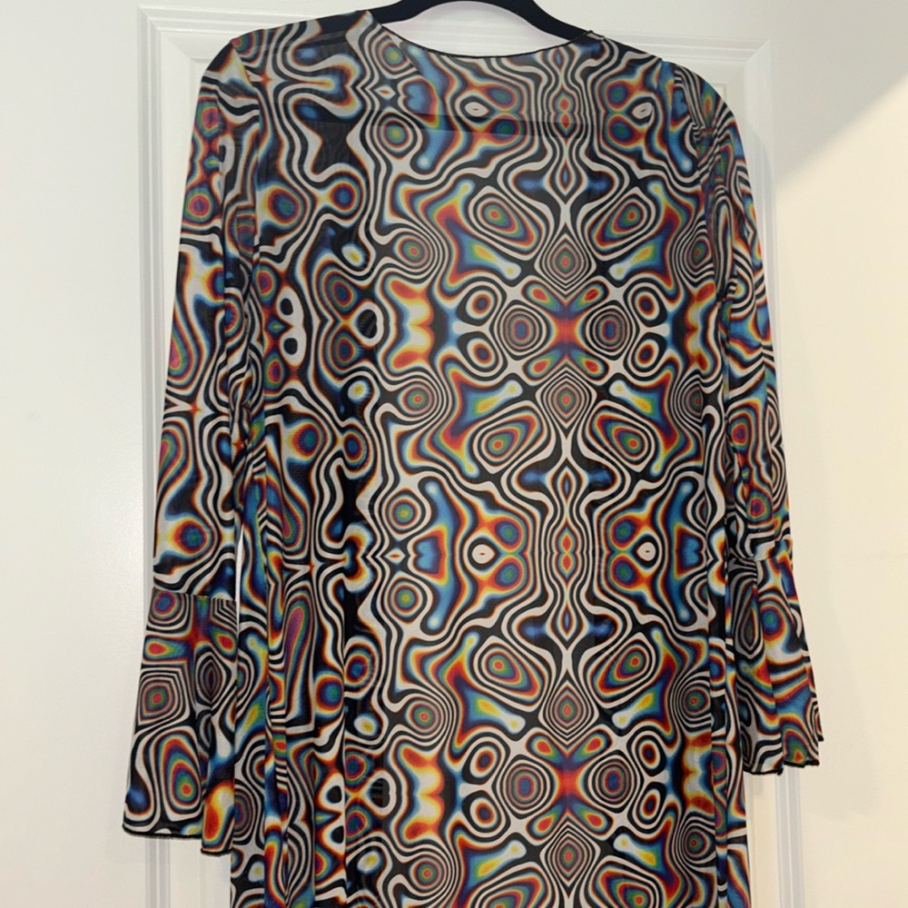 Trippy long mesh cardigan